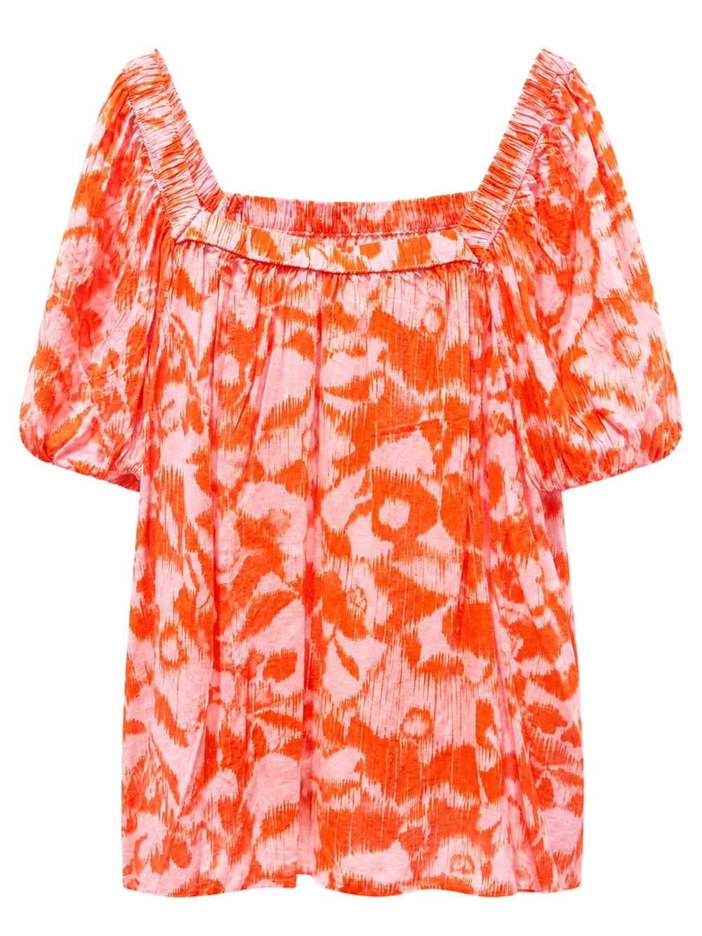 Sonoma Square-Neck Peasant Tunic in Orange and Pink
